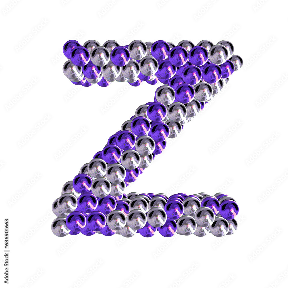 Symbol of purple and silver spheres. letter z Symbol of purple and silver spheres. letter z