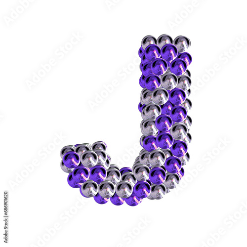 Symbol of purple and silver spheres. letter j