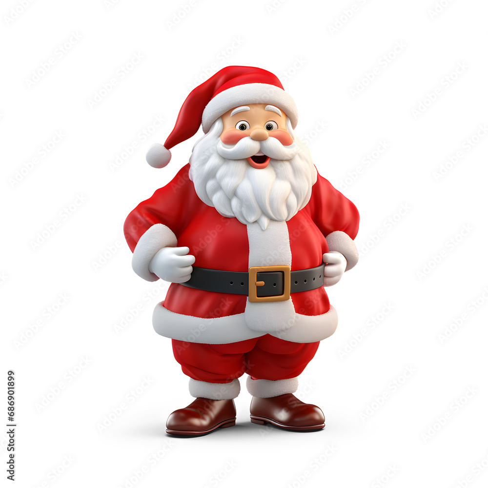 3D Santa illustration on transparent background, Ai Generated