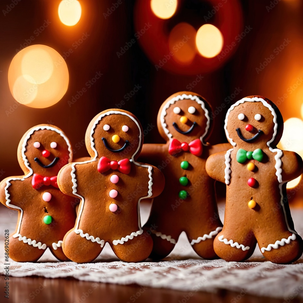Gingerbread man family, traditional christmas holiday festive snack and decoration