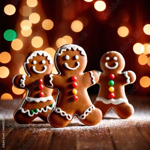 Gingerbread man family, traditional christmas holiday festive snack and decoration