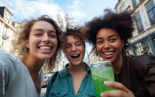 Young women in the street t...