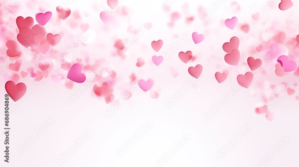 A bunch of pink hearts floating in the air