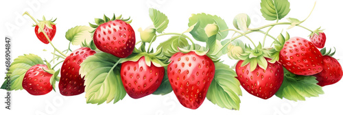 Fresh strawberry in water color illustration 