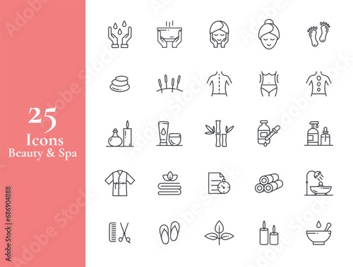 Beauty and Spa icon set. Vector in modern thin line style web icon