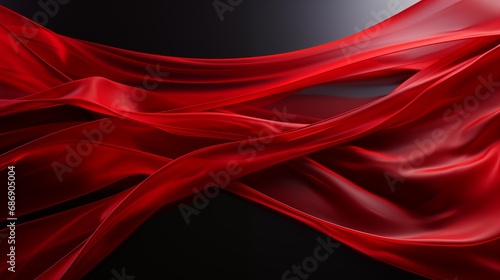 A red silk fabric blowing in the wind photo