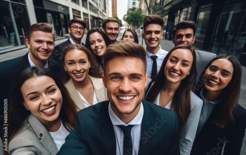 Cheerful young business people