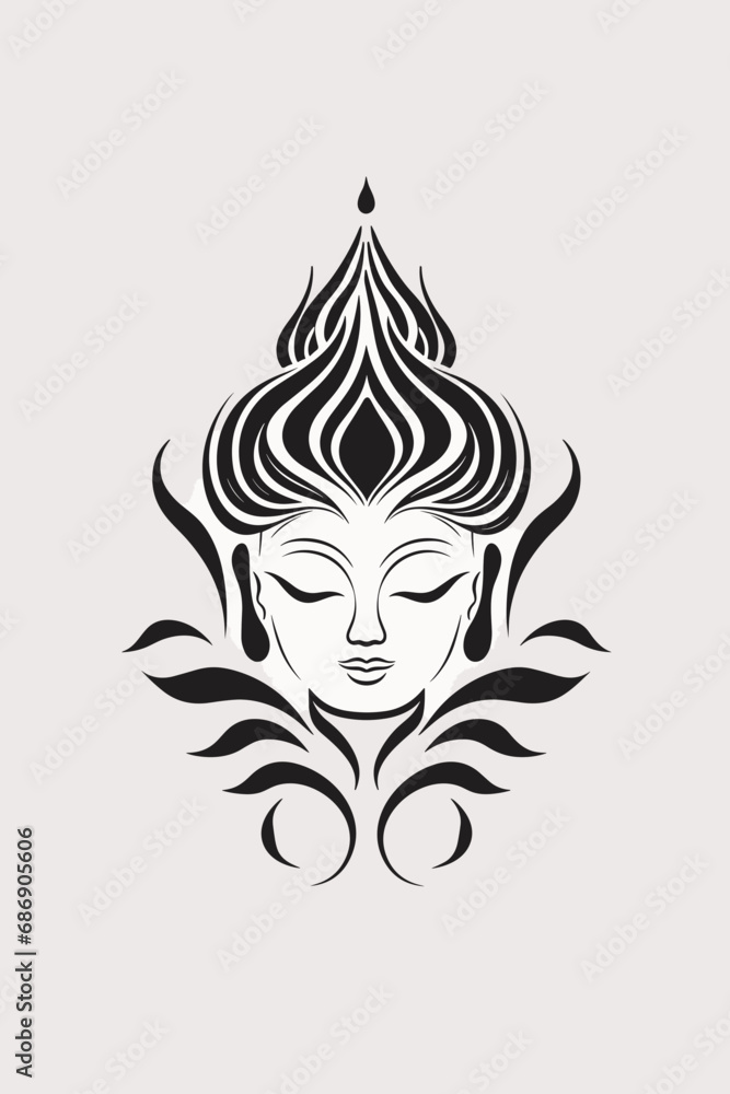 illustration of buddha head illustration of buddha head