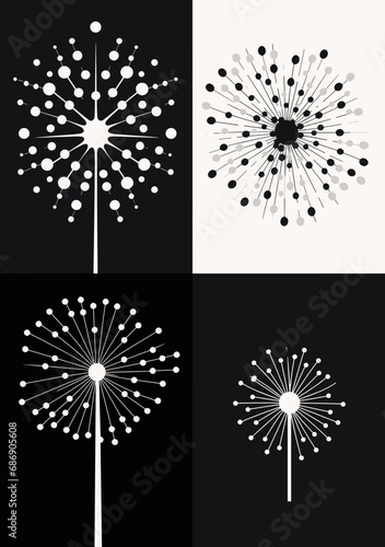 set of dandelion silhouettes