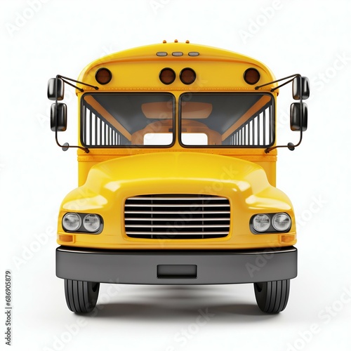 Classic Yellow School Bus Front View. Generative ai