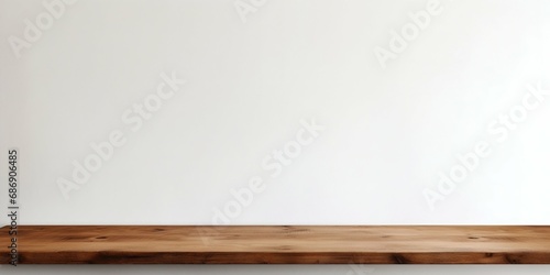 Minimalist Wooden Table against White Background. Generative ai