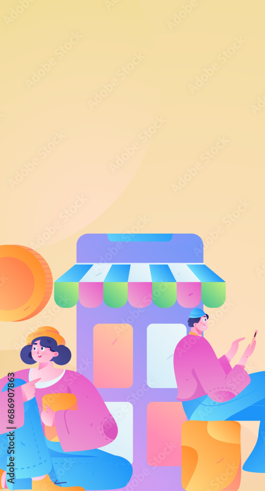 Festive Shopping E-Commerce Online Shopping People Flat Vector Concept Operation Hand Drawn Illustration
Festive Shopping E-Commerce Online Shopping People Flat Vector Concept Operation Hand Drawn Illustration