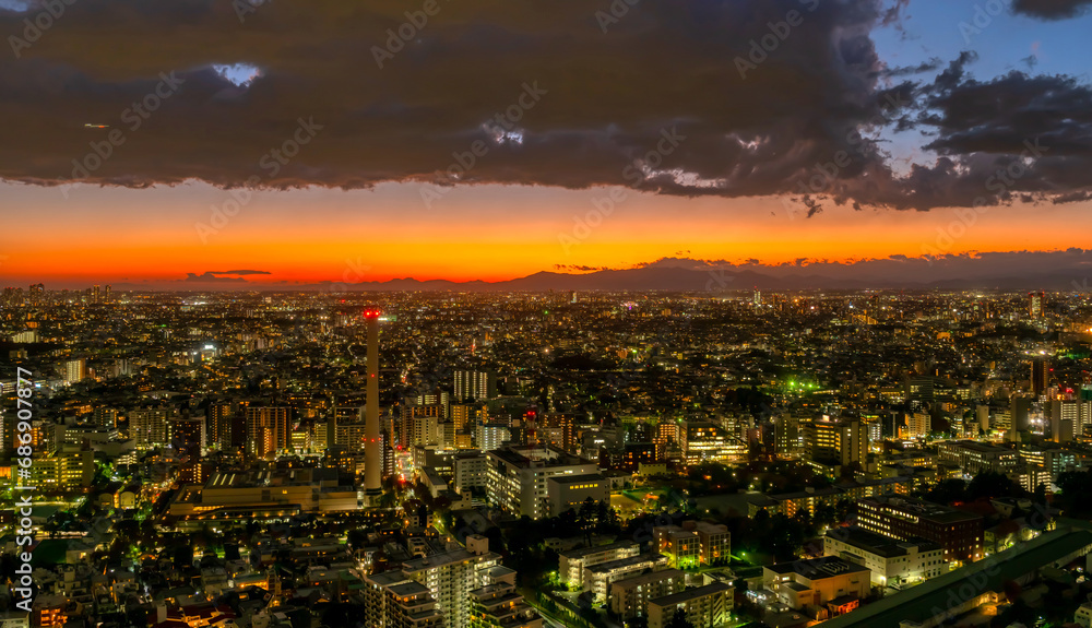 東京夜景　都心から西に広がる住宅街　Nov.2023