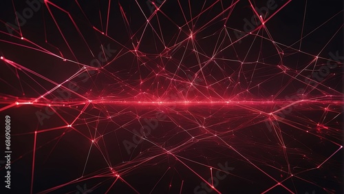 Neon red lighting background with a neural network of lines and connections from Generative AI