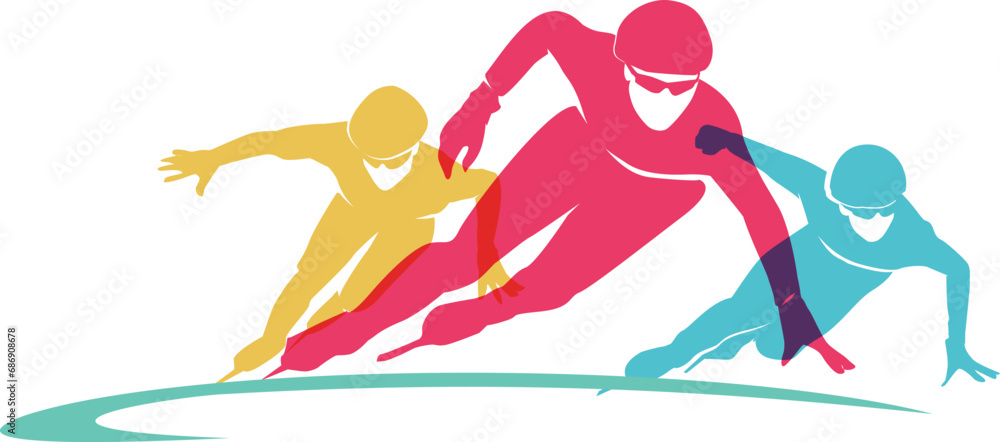 Φωτογραφία Attractive editable vector speed skating in action design great for your design