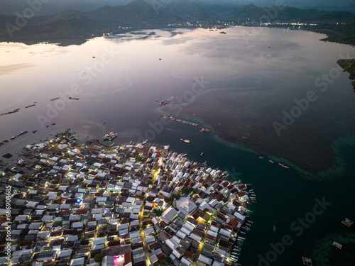 fisherman village Bungin island aerial view photo