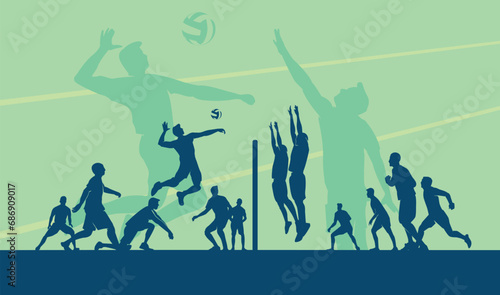 Premium Illustration of volleyball players playing together best for your digital graphic and print 