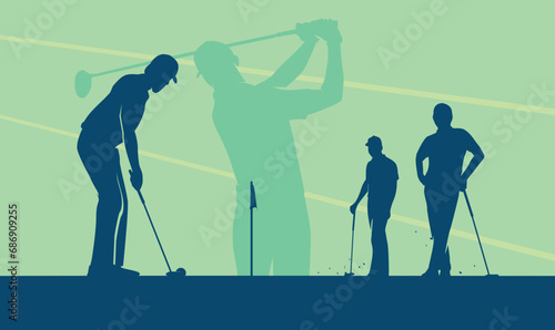 Premium Illustration of  golfers playing together best for your digital graphic and print	