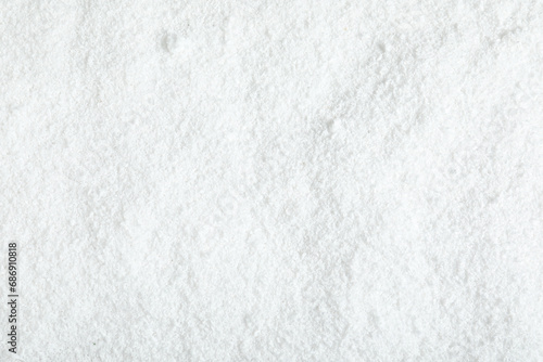 Pile of white snow as background, top view