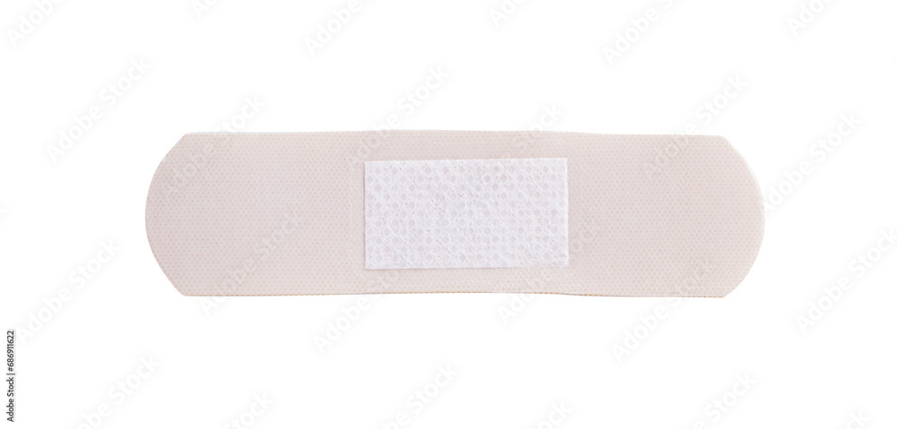 One medical adhesive bandage isolated on white, top view One medical adhesive bandage isolated on white, top view
