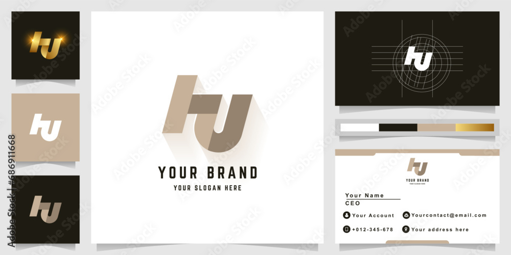 Fototapeta premium Letter hU or hN monogram logo