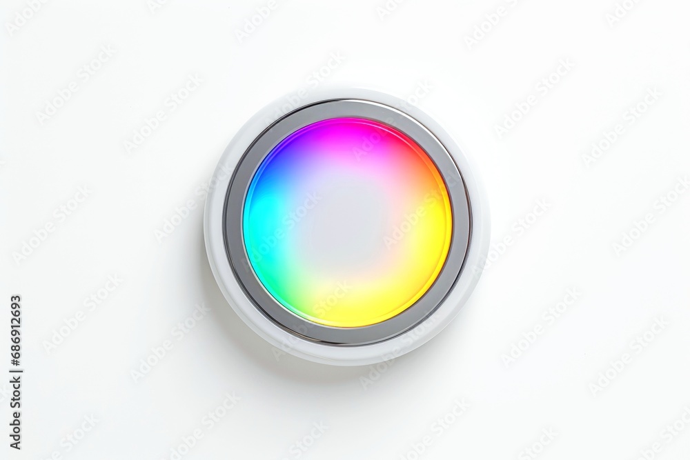 Abstract high tech multicolor button on white background Abstract high tech multicolor button on white background