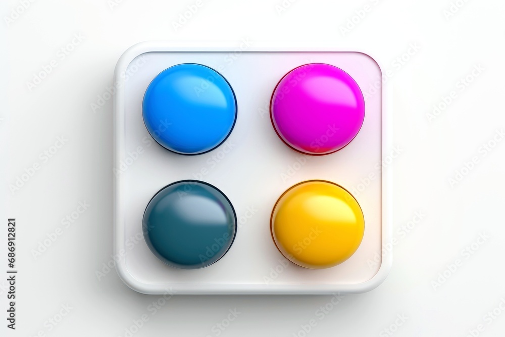 Abstract high tech multicolor button on white background Abstract high tech multicolor button on white background