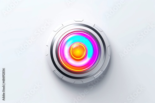 Abstract high tech multicolor button on white background