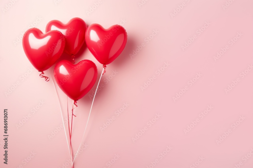 Balloons for congratulations on Valentine's Day. Background with selective focus and copy space