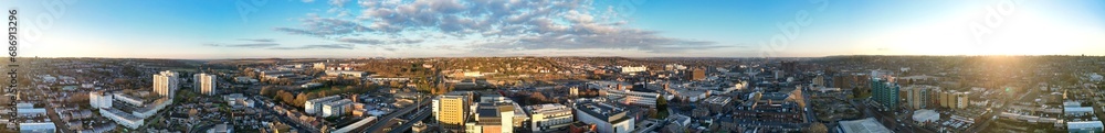 Aerial view of Central Luton City of England During Sunset Time