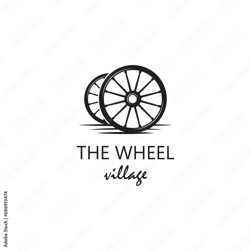 Cart wheel vehicle traditional logo design, farming wagon wood, cart wood rustic, traditional cart design. - obrazy, fototapety, plakaty 