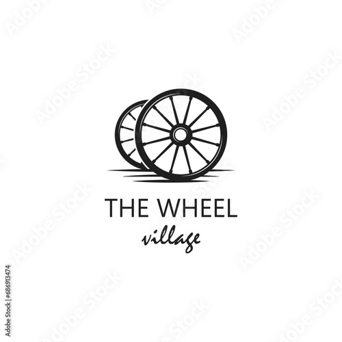 Cart wheel vehicle traditional logo design, farming wagon wood, cart wood rustic, traditional cart design. photo