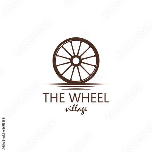 Cart wheel vehicle traditional logo design, farming wagon wood, cart wood rustic, traditional cart design.