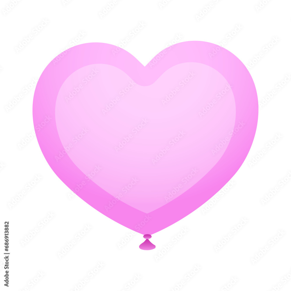 Vector shiny pink heart on white background