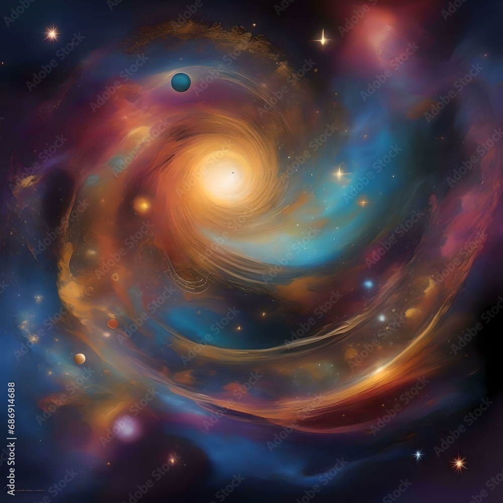 The harmony of celestial bodies, an abstract representation The harmony of celestial bodies, an abstract representation