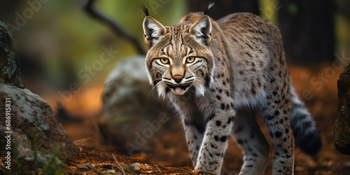 portrait of a leopard,Wild Cat Images,Mythical Lynx prowls through dream,Wildlife Seasonal Images,Huge Wild Images,Majestic Presence: Huge Wild Cat in Striking Image,leopard, wild cat, Generative Ai