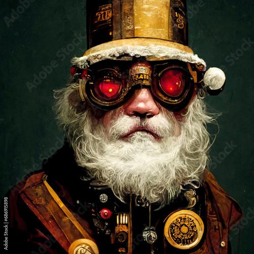 Portrait of steampunk Santa Claus