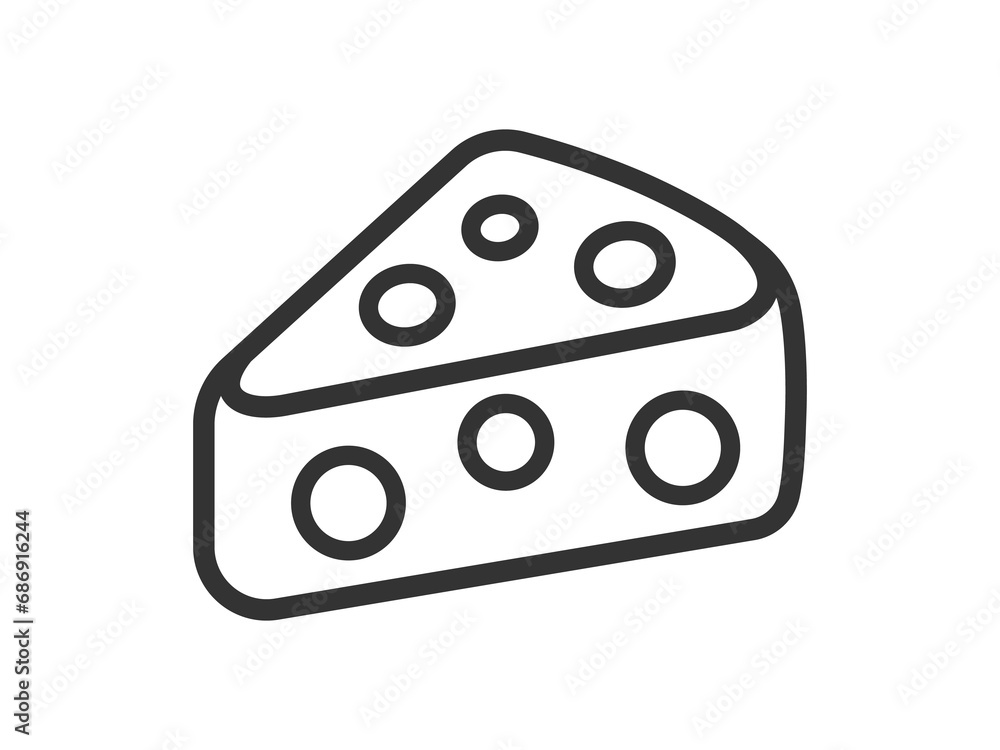 カットした、チーズのアイコン(線画)のイラスト カットした、チーズのアイコン(線画)のイラスト