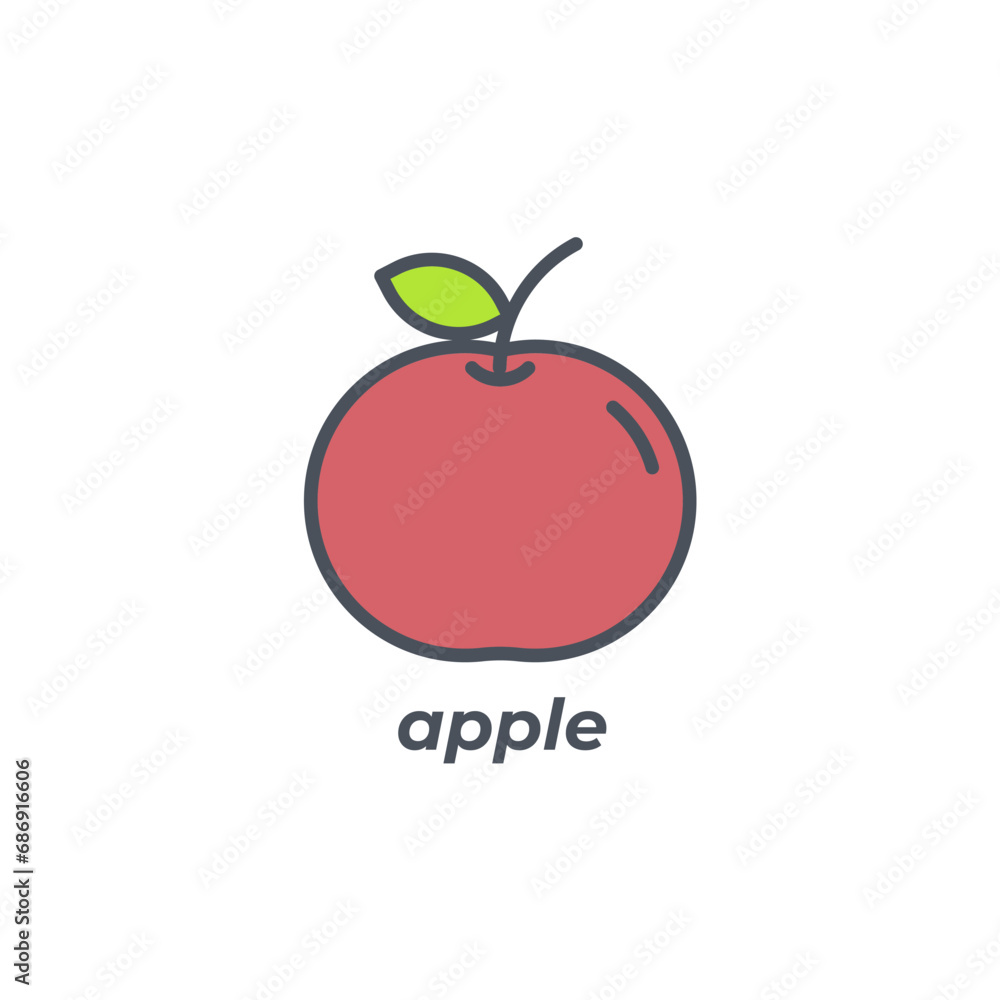 Vector sign of the apple symbol isolated on a white background. icon color editable. Vector sign of the apple symbol isolated on a white background. icon color editable.