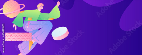 People exercising healthy running vector internet operation illustration
