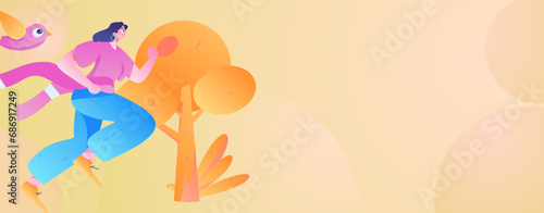 People exercising healthy running vector internet operation illustration
