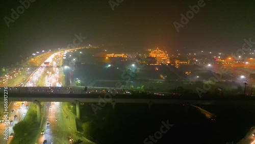 Swaminarayan Akshardham mandir at New Delhi Aerial view photo