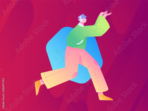 People exercising healthy running vector internet operation illustration
