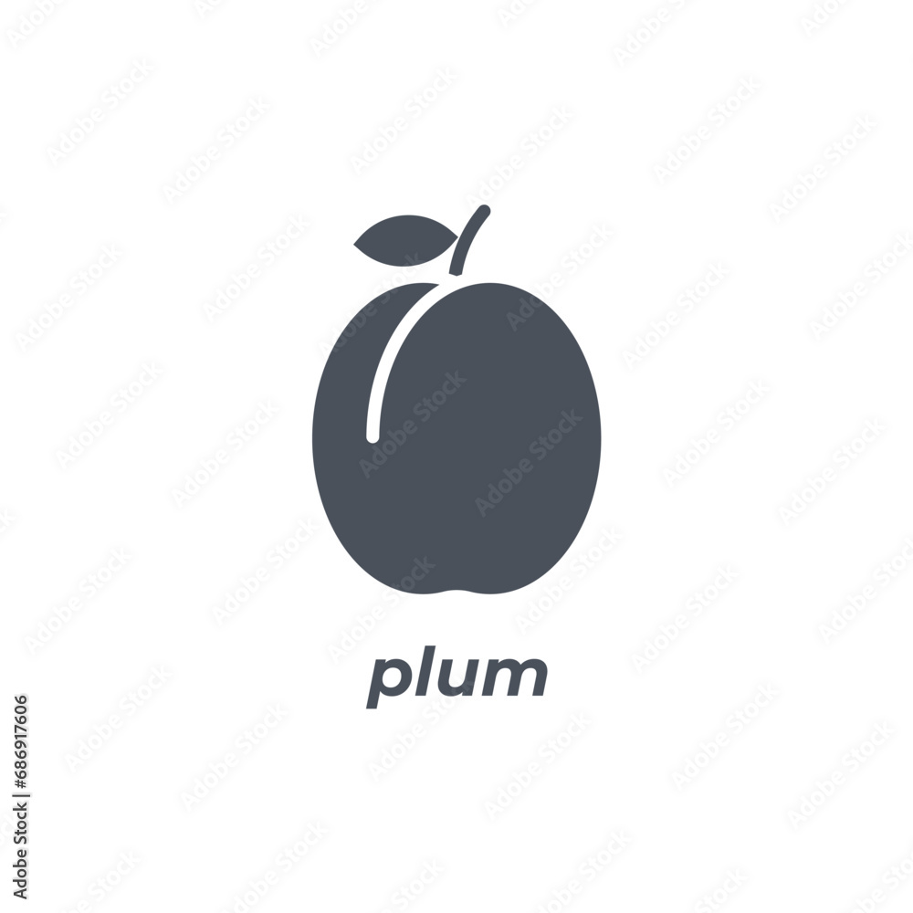Vector sign of the plum symbol isolated on a white background. icon color editable. Vector sign of the plum symbol isolated on a white background. icon color editable.