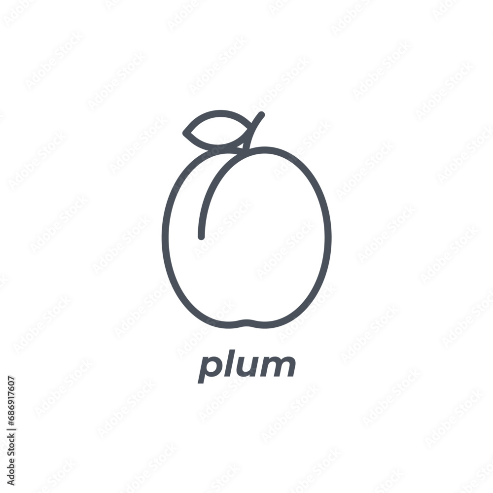 Vector sign of the plum symbol isolated on a white background. icon color editable. Vector sign of the plum symbol isolated on a white background. icon color editable.