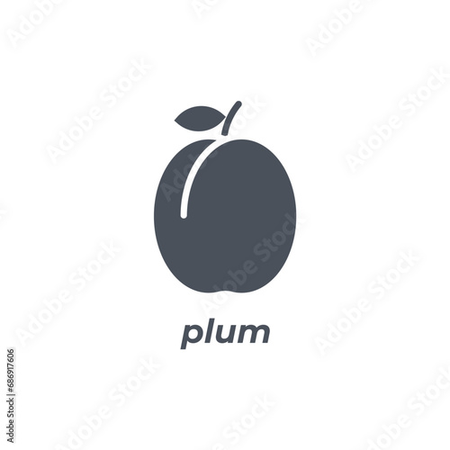 Vector sign of the plum symbol isolated on a white background. icon color editable.