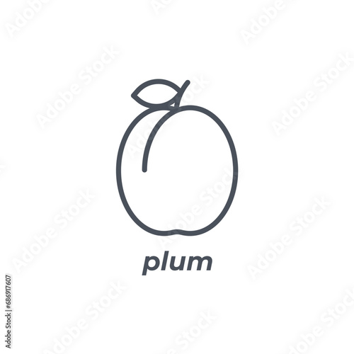 Vector sign of the plum symbol isolated on a white background. icon color editable.
