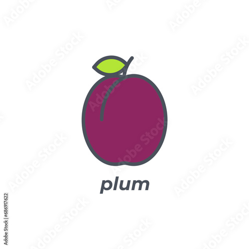 Vector sign of the plum symbol isolated on a white background. icon color editable.