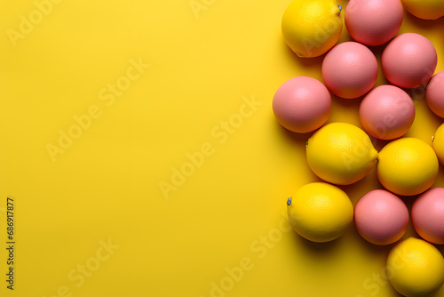 Lemons and grapefruit background with copy space