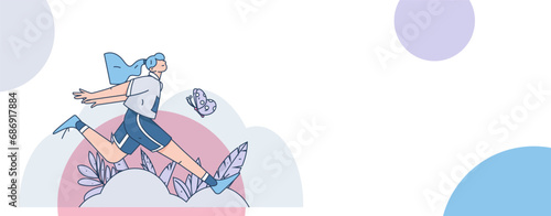 People exercising healthy running vector internet operation illustration
